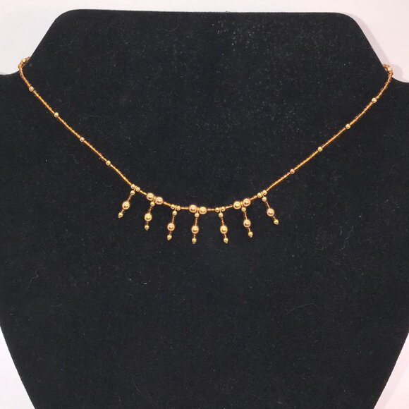 15" Bronze and Gold Seed Bead Necklace - Picture 1 of 5